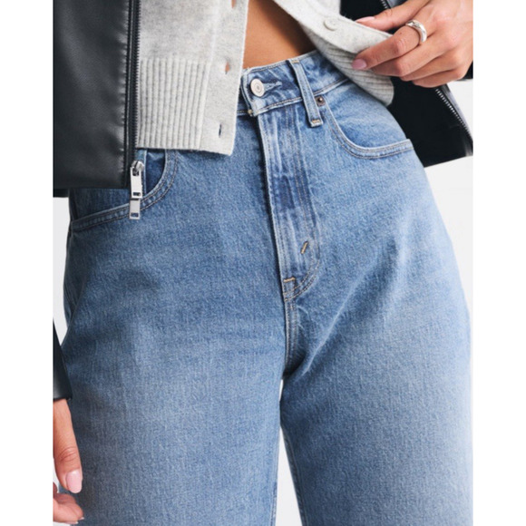 Abercrombie & Fitch Curve Love Jeans 33 / 16 L Tall Ultra High Rise 90s Straight - Picture 4 of 16
